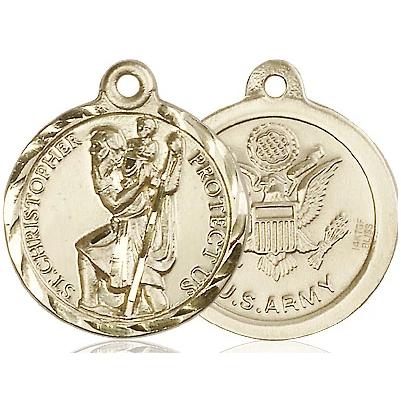 St. Christopher Army Medal - 14K Gold Filled - 7/8 Inch Tall x 3/4 Inch Wide