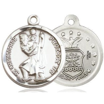 St. Christopher Air Force Medal - Pewter - 7/8 Inch Tall x 3/4 Inch Wide