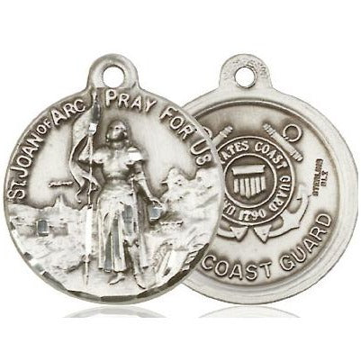 St. Joan of Arc Coast Guard Medal - Sterling Silver - 7/8 Inch Tall x 3/4 Inch Wide