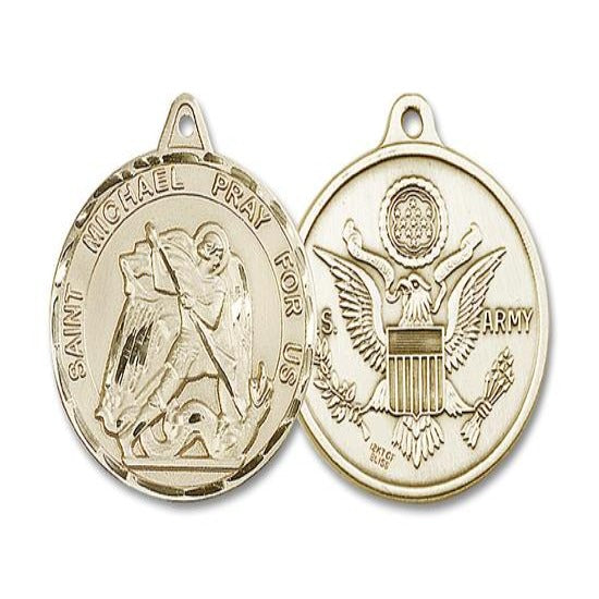St. Michael Army Medal - 14K Gold Filled - 1-3/8 Inch Tall x 1-1/4 Inch Wide