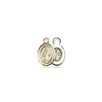 Miraculous Medal Necklace - 14K Gold - 3/8 Inch Tall by 1/4 Inch Wide with 18" Chain