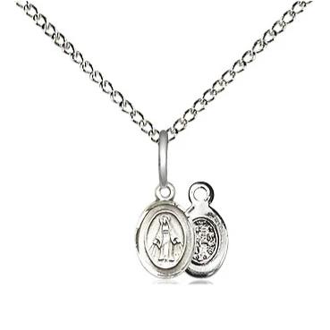 Miraculous Medal Necklace - Sterling Silver - 3/8 Inch Tall by 1/4 Inch Wide with 18" Chain