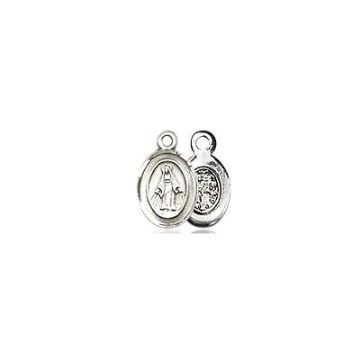 Miraculous Medal Necklace - Sterling Silver - 3/8 Inch Tall by 1/4 Inch Wide with 18" Chain
