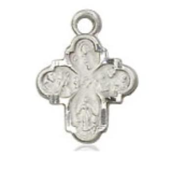 4 Way Medal - Sterling Silver - 3/8 Inch Tall x 1/4 Inch Wide