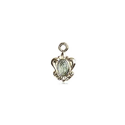 Miraculous Medal Necklace - 14K Gold - 3/8 Inch Tall by 1/4 Inch Wide with 24" Chain