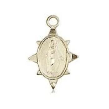 Miraculous Medal - 14K Gold - 3/8 Inch Tall by 1/4 Inch Wide