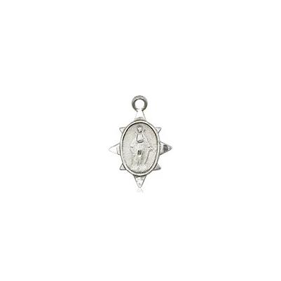 Miraculous Medal Necklace - Sterling Silver - 3/8 Inch Tall by 1/4 Inch Wide with 18" Chain