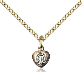 Miraculous Medal Necklace - 14K Gold Filled - 1/4 Inch Tall by 1/8 Inch Wide with 18" Chain