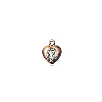 Miraculous Medal Necklace - 14K Gold - 1/4 Inch Tall by 1/8 Inch Wide with 18" Chain