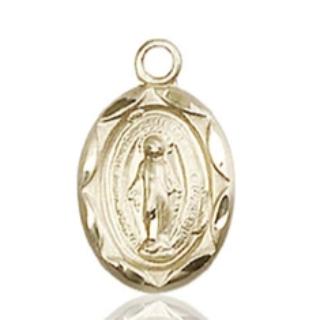Miraculous Medal - 14K Gold - 1/2 Inch Tall by 1/4 Inch Wide