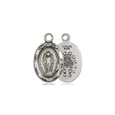 Miraculous Medal Necklace - Sterling Silver - 1/2 Inch Tall by 1/4 Inch Wide with 18" Chain