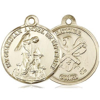 Guardain Angel National Guard Medal - 14K Gold - 7/8 Inch Tall x 3/4 Inch Wide