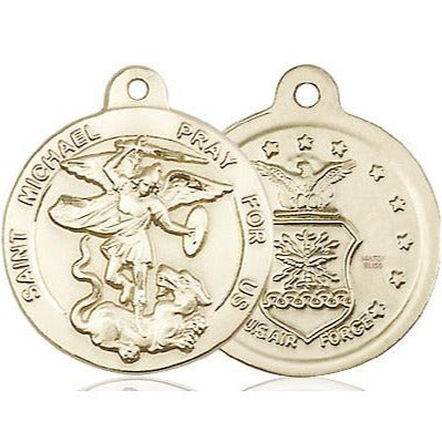 St. Michael Air Force Medal Necklace - 14K Gold Filled - 7/8 Inch Tall x 3/4 Inch Wide with 24" Chain