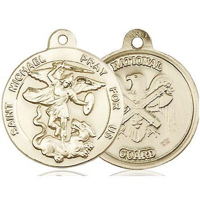 St. Michael National Guard Medal Necklace - 14K Gold Filled - 7/8 Inch Tall x 3/4 Inch Wide with 24" Chain