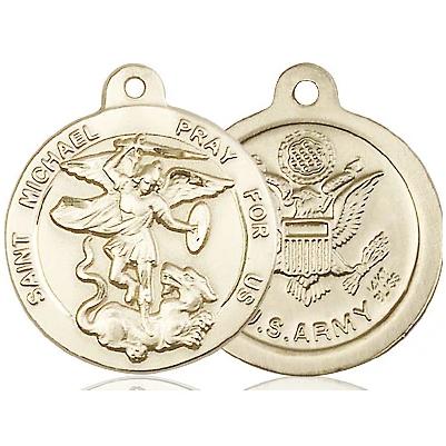 St. Michael Army Medal - 14K Gold - 7/8 Inch Tall x 3/4 Inch Wide