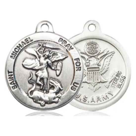 St. Michael Army Medal - Pewter - 7/8 Inch Tall x 3/4 Inch Wide
