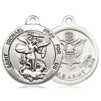 St. Michael Army Medal - Pewter - 7/8 Inch Tall x 3/4 Inch Wide