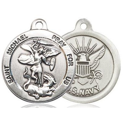 St. Michael Navy Medal - Pewter - 7/8 Inch Tall x 3/4 Inch Wide