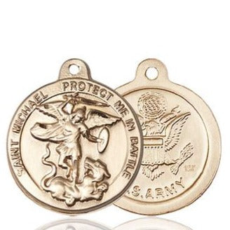 St. Michael Army Medal - 14K Gold - 7/8 Inch Tall x 1-3/8 Inch Wide