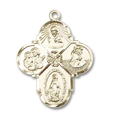 4 Way Medal - 14K Gold Filled - 1-1/8 Inch Tall x 7/8 Inch Wide