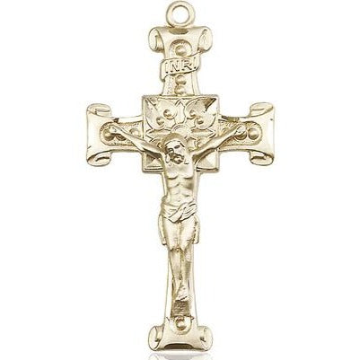 Crucifix Medal - 14K Gold - 1-3/4 Inch Tall x 7/8 Inch Wide