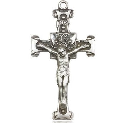 Crucifix Medal - Sterling Silver - 1-3/4 Inch Tall x 7/8 Inch Wide
