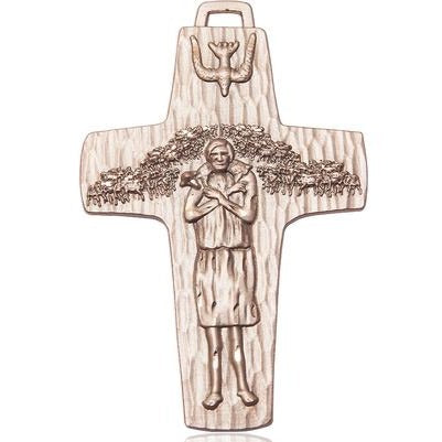 Papal Crucifix Medal Necklace - 14K Gold Filled - 2-5/8 Inch Tall x 1-5/8 Inch Wide with 18" Chain