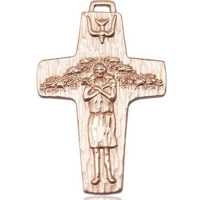 Papal Crucifix Medal - 14K Gold Filled - 1-1/2 Inch Tall x 1 Inch Wide
