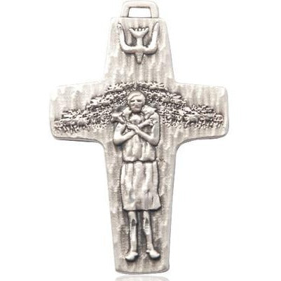 Papal Crucifix Medal - Sterling Silver - 1-1/2 Inch Tall x 1 Inch Wide