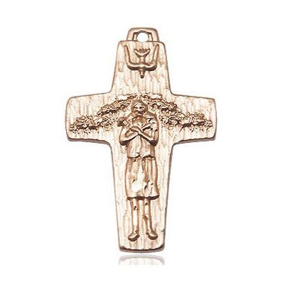 Papal Crucifix Medal Necklace - 14K Gold Filled - 1 Inch Tall x 5/8 Inch Wide with 18" Chain