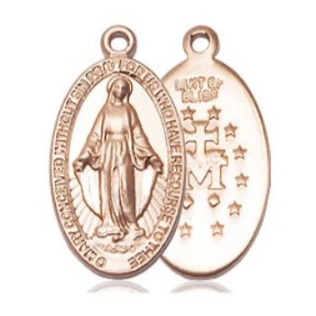 Miraculous Medal - 14K Gold Filled - 3/4 Inch Tall by 3/8 Inch Wide