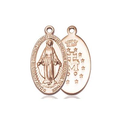 Miraculous Medal Necklace - 14K Gold - 3/4 Inch Tall by 3/8 Inch Wide with 18" Chain
