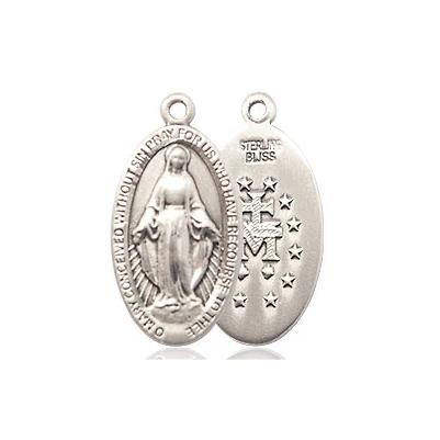Miraculous Medal - Sterling Silver - 3/4 Inch Tall by 3/8 Inch Wide