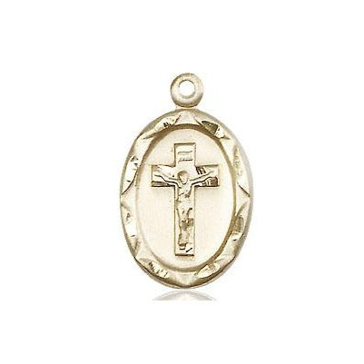 Crucifix Medal Necklace - 14K Gold Filled - 3/4 Inch Tall x 3/8 Inch Wide with 18" Chain