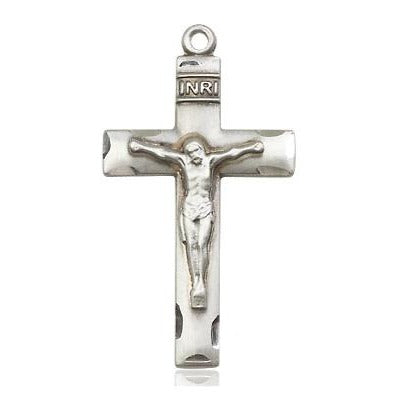 Crucifix Medal - Sterling Silver - 1-1/8 Inch Tall x 5/8 Inch Wide