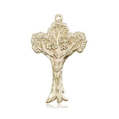Crucifix Medal - 14K Gold - 1 Inch Tall x 5/8 Inch Wide