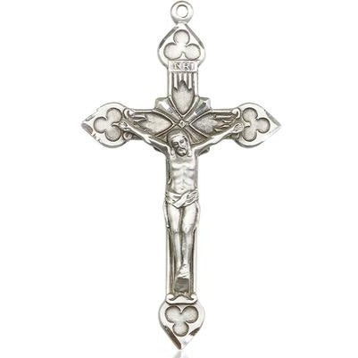Crucifix Medal - Sterling Silver - 1-7/8 Inch Tall x 1-1/8 Inch Wide