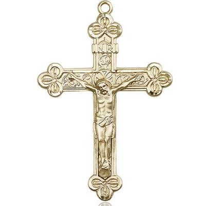 Crucifix Medal - 14K Gold - 1-7/8 Inch Tall x 1-1/4 Inch Wide
