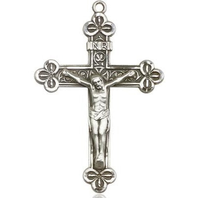 Crucifix Medal - Sterling Silver - 1-7/8 Inch Tall x 1-1/4 Inch Wide
