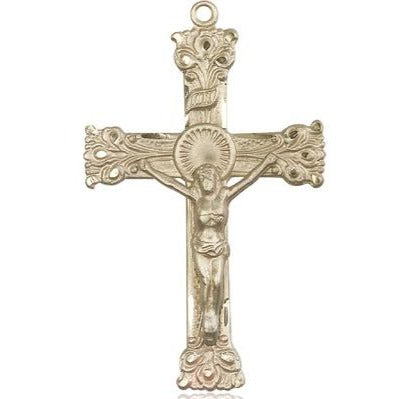 Crucifix Medal Necklace - 14K Gold Filled - 2 Inch Tall x 1-1/4 Inch Wide with 18" Chain