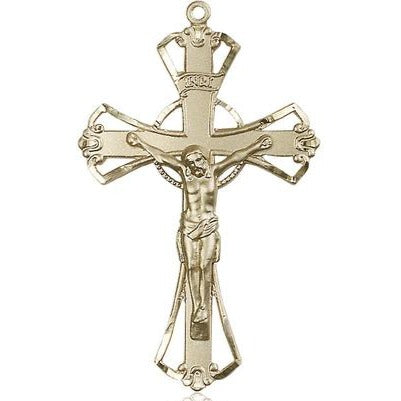 Crucifix Medal - 14K Gold Filled - 1-3/4 Inch Tall x 1-1/8 Inch Wide
