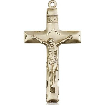 Crucifix Medal - 14K Gold Filled - 1-5/8 Inch Tall x 7/8 Inch Wide