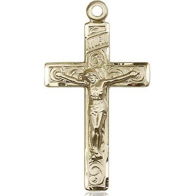 Crucifix Medal Necklace - 14K Gold Filled - 1-1/4 Inch Tall x 3/4 Inch ...