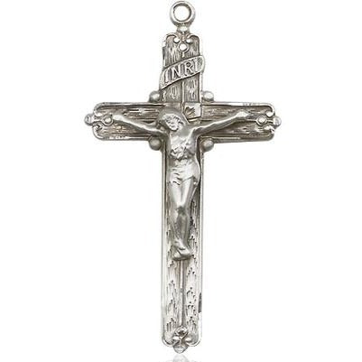 Crucifix Medal - Sterling Silver - 1-3/8 Inch Tall x 3/4 Inch Wide