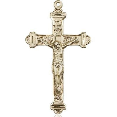 Crucifix Medal - 14K Gold - 1-7/8 Inch Tall x 1 Inch Wide