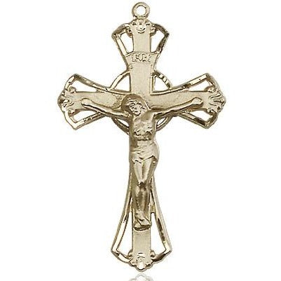 Crucifix Medal Necklace - 14K Gold Filled - 1-1/4 Inch Tall x 3/4 Inch Wide with 18" Chain