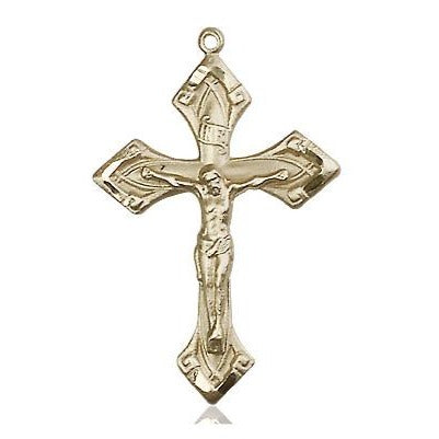 Crucifix Medal - 14K Gold - 1-1/8 Inch Tall x 3/4 Inch Wide