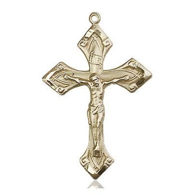 Crucifix Medal Necklace - 14K Gold - 1-1/8 Inch Tall x 3/4 Inch Wide with 18" Chain