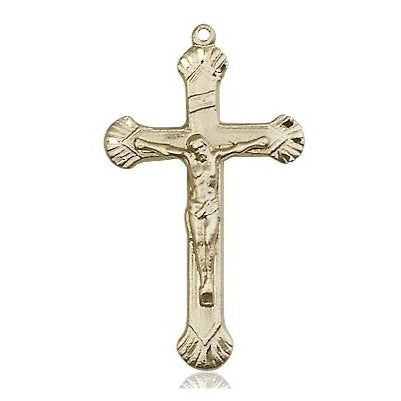 Crucifix Medal Necklace - 14K Gold - 1-1/8 Inch Tall x 5/8 Inch Wide with 18" Chain