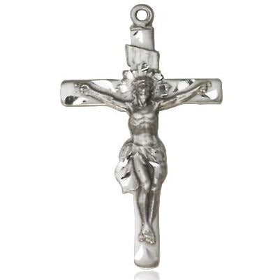 Crucifix Medal - Sterling Silver - 1-1/4 Inch Tall x 3/4 Inch Wide